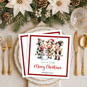 Servilleta De Papel De Cena Navidad alegre vaquitas caprichosas dibujos animad