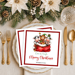 Servilleta De Papel De Cena Navidad Platos de papel de vaca quirky agua