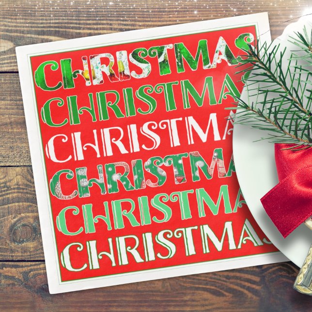 Servilleta De Papel De Cena Navidad Roja Verde Festiva (Subido por el creador)