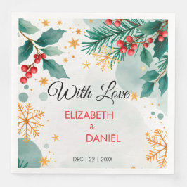 Servilleta De Papel De Cena Navidades acuarelas Boda con Holly