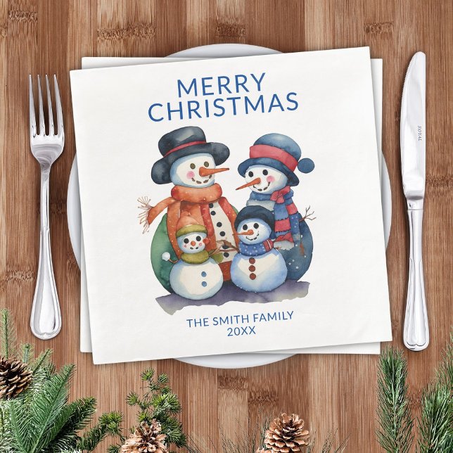 Servilleta De Papel De Cena Navidades azules de la familia Snowman (Subido por el creador)
