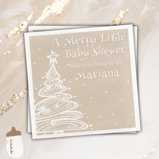 Servilleta De Papel De Cena Navidades Beige Género Neutral Baby Shower (Subido por el creador)