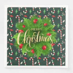 Servilleta De Papel De Cena Navidades Candy Canes