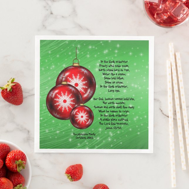 Servilleta De Papel De Cena Navidades Carol Lyrics en el brillante invierno me (In situ)