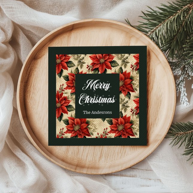 Servilleta De Papel De Cena Navidades de acuarela Toque personalizado (Watercolor Christmas Napkins Personalized Touch)