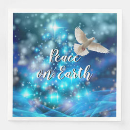 Servilleta De Papel De Cena Navidades de la paz de la paloma azul coincidentes
