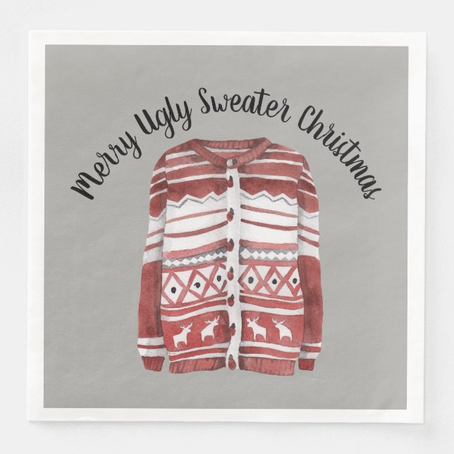 Servilleta De Papel De Cena Navidades de Merry Ugly Sweater (Anverso)
