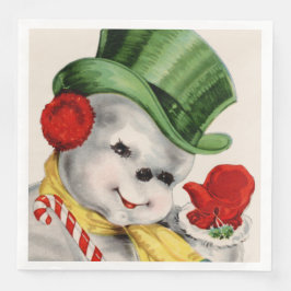 Servilleta De Papel De Cena Navidades de nieve retro vintage fiestas