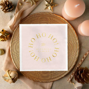Servilleta De Papel De Cena Navidades de oro rosado Ho Ho Ho ID1009