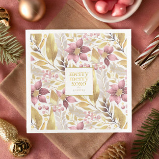 Servilleta De Papel De Cena Navidades de oro rosado Patrón de amarre#21 ID1009
