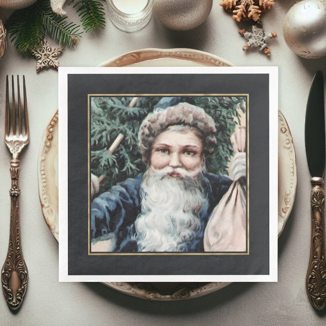 Servilleta De Papel De Cena Navidades de Santa Claus (Christmas dinner napkins, vintage Santa Claus paper dinner napkins for Christmas Holiday)