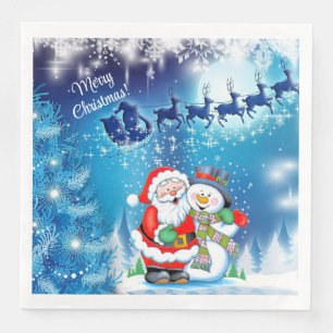 Servilleta De Papel De Cena Navidades de Santa Claus vencen a renos Snowman Na