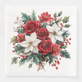 Servilleta De Papel De Cena Navidades elegantes tradicionales Poinsettia