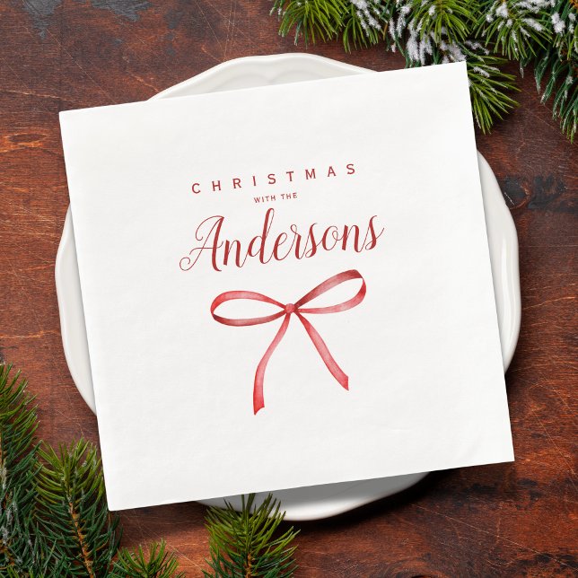 Servilleta De Papel De Cena Navidades familiares personalizados - cinta roja (Subido por el creador)