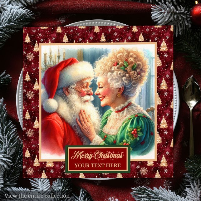 Servilleta De Papel De Cena Navidades Fiesta Napkins Red Gold Green Santa (Christmas Party Napkins Red Gold Green Santa)