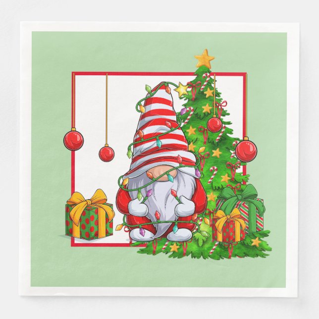 Servilleta De Papel De Cena Navidades Gnome Paper Napkin (Anverso)