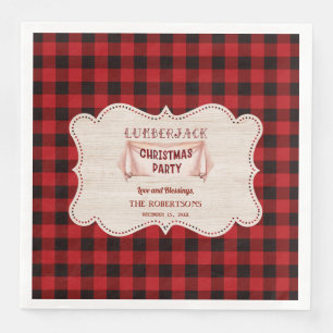 Servilleta De Papel De Cena Navidades Lumberjack Fiesta Red Buffalo Wood