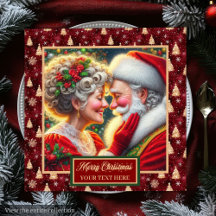 Navidades Mesa Napkins Red Gold Green Design