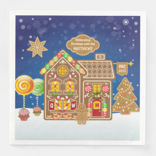 Servilleta De Papel De Cena Navidades Monograma Gingerbread  Cookies Candy