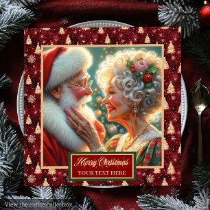 Servilleta De Papel De Cena Navidades Napkins Santa Couple Red Gold Green