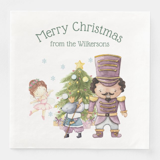 Servilleta De Papel De Cena Navidades Nutcracker Sugar Plum Fairy and Mouse Ki (Anverso)
