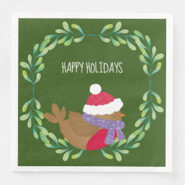 Servilleta De Papel De Cena Navidades Pájaros En Una Rama De Papel