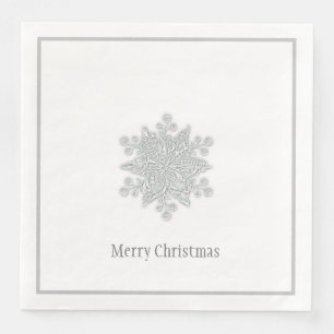Servilleta De Papel De Cena Navidades Papel Napkins Plata Snowflake