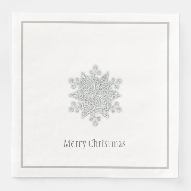 Servilleta De Papel De Cena Navidades Papel Napkins Plata Snowflake (Anverso)