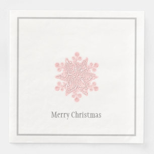 Servilleta De Papel De Cena Navidades Papel Napkins Snowflake rosa y plateado