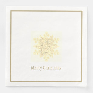 Servilleta De Papel De Cena Navidades Papeles Napkins Golden Snowflake