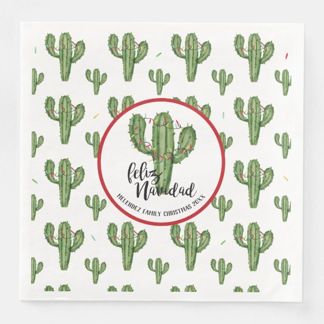 Servilleta De Papel De Cena Navidades personalizados Cactus Napkins (Anverso)