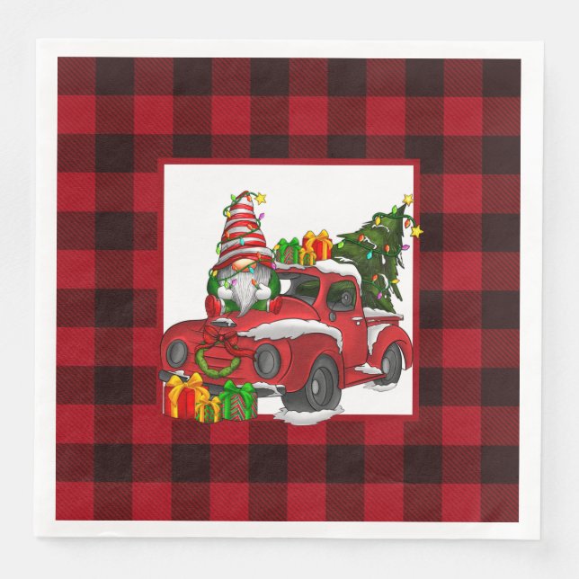 Servilleta De Papel De Cena Navidades Red Buffalo Plaid (Anverso)