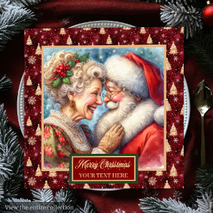 Servilleta De Papel De Cena Navidades Red Gold Green Napkins Santa Couple
