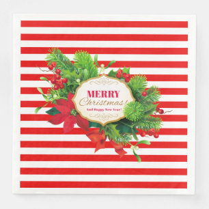 Servilleta De Papel De Cena Navidades Red Striped Dinner Paper Napkin