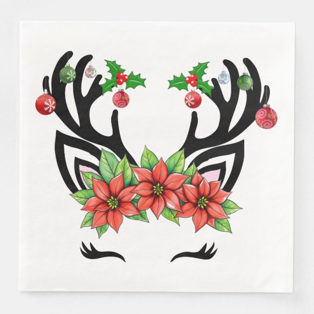 Servilleta De Papel De Cena Navidades renos (Anverso)