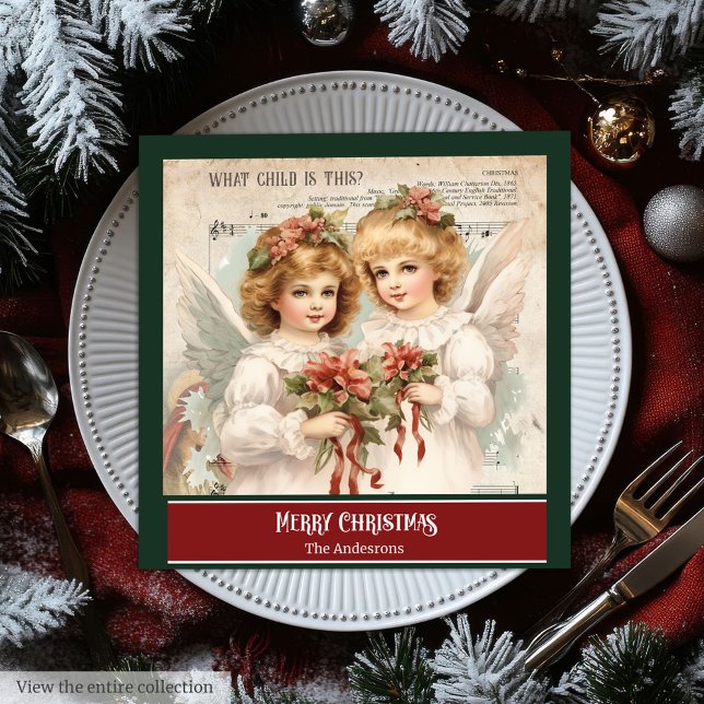 Servilleta De Papel De Cena Navidades Retro Napkins Elegante Ángel Table Accen (Retro Christmas Napkins Elegant Angel Table Accent)