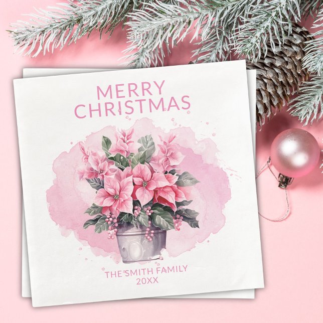 Servilleta De Papel De Cena Navidades rosados Fiesta de Poinsettias (Subido por el creador)