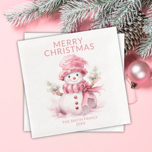 Servilleta De Papel De Cena Navidades rosados Fiesta Snowman (Subido por el creador)