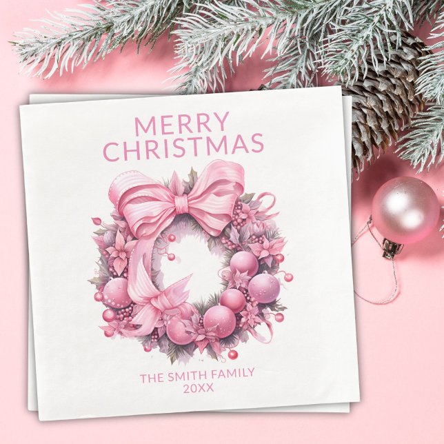Servilleta De Papel De Cena Navidades rosados Wreath Fiesta (Subido por el creador)