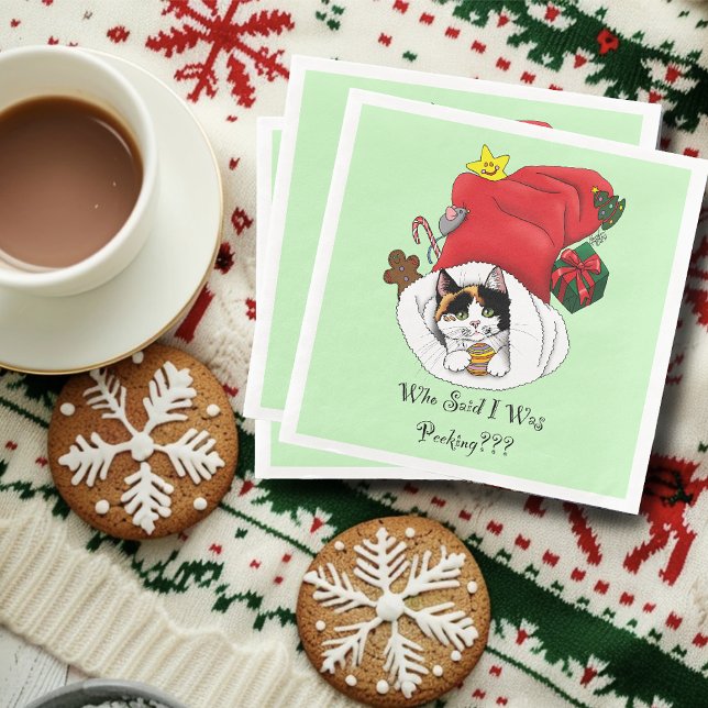 Servilleta De Papel De Cena Navidades Stocking Cute Calico Kitten (Subido por el creador)