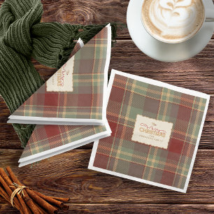 Servilleta De Papel De Cena Navidades Tartan Brick Red Green ID1141A