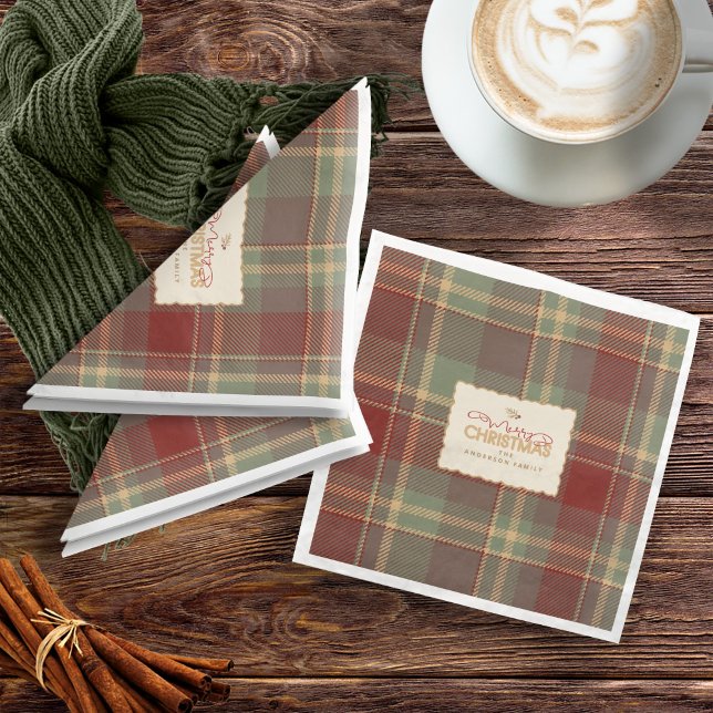 Servilleta De Papel De Cena Navidades Tartan Brick Red Green ID1141A (Subido por el creador)