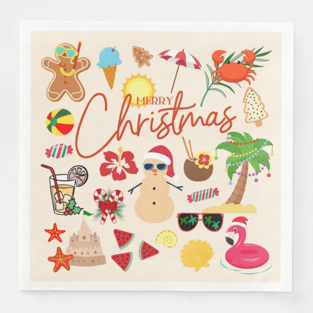 Servilleta De Papel De Cena Navidades tropicales (Anverso)