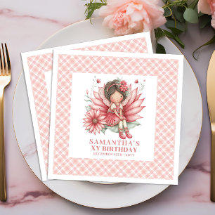 Servilleta De Papel De Cena Niña Hada Caprichosa Cumpleaños 6 Floral Rosa