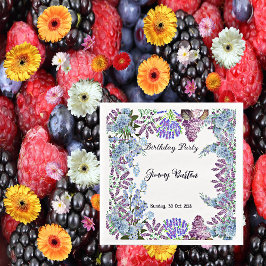 Servilleta De Papel De Cena Niños Pastel suave Azul Lilac Hydrangea Bud Cumple