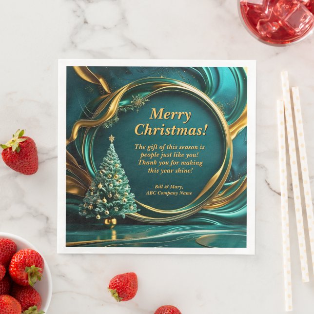 Servilleta De Papel De Cena Nombre de la compañía Green Gold Christmas Tree (In situ)