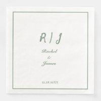 Nombre de Monograma Verde Sabio Elegante Boda de G