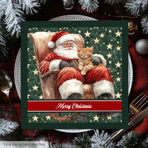 Servilleta De Papel De Cena Nombre personalizado Santa Claus Navidades Napkins