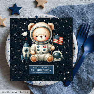 Servilleta De Papel De Cena Nombre personalizado Teddy Astronauta Napkins Baby