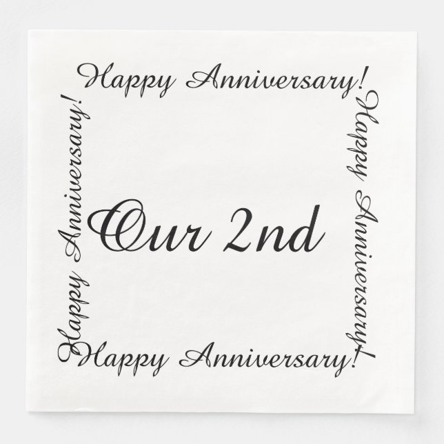 Servilleta De Papel De Cena Nuestro segundo feliz aniversario (Anverso)